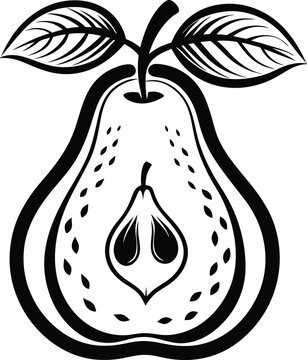 recommend clip art: Pear fruit silhouette illustration black and white