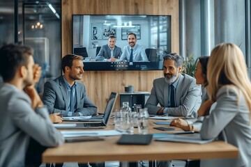 Business Professionals Collaborate in Conference Room Meeting