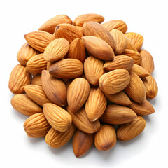 almond nuts on white background