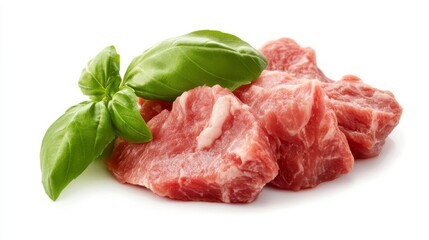 Veal basturma with basil on white