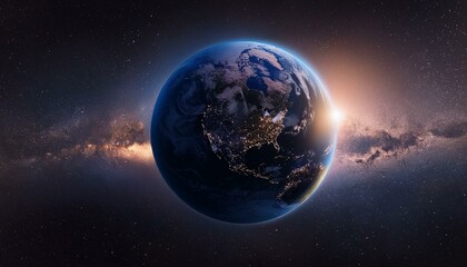 Fototapeta premium Golden earth ball planet in the universe galaxy