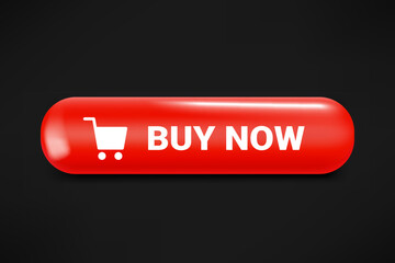 Buy now button with cursor arrow. 3d vector illustration