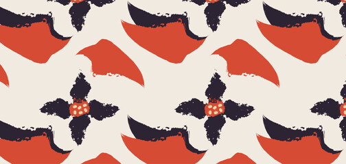 Hand drawn flowers seamless patterns with floral. Vector illustration