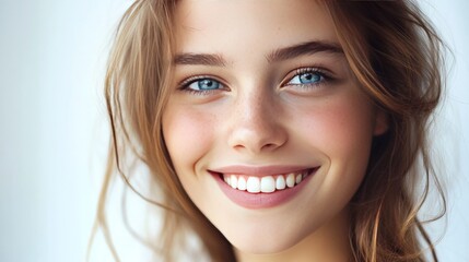 Fototapeta premium Isolated portrait of woman smiling.