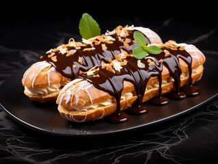 French eclair grazed with chocolate