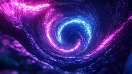 Abstract Swirling Vortex of Blue and Pink Light