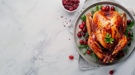 Food banner with Thanksgiving day dinner