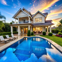 Fototapeta premium a house with a pool