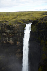 Haifoss waterfall in Iceland nature