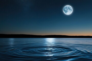 Twilight Water Surface Night Sky Texture Overlay with Moonlight Effects and Detailed Ripples