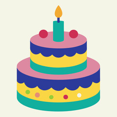 birthday cake with candles vector illustration