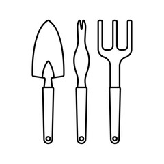 Garden tools line icon editable stroke vector clipart