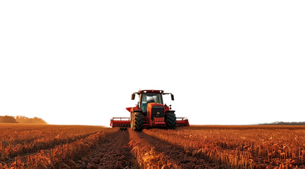 Harvester on sweet potato plantation, created with Generative AI technology, PNG