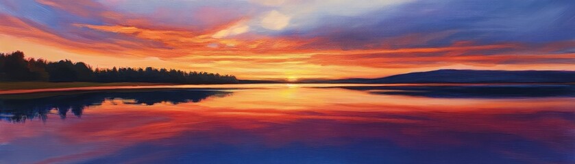 Fototapeta premium Sunset Reflecting on a Calm Lake