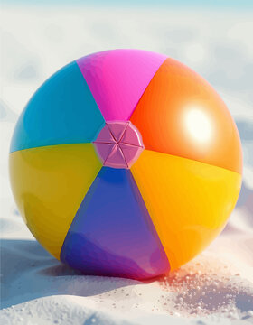 Colorful beach ball with a star pattern
