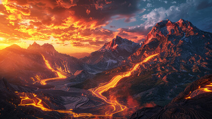 sunset in the mountains