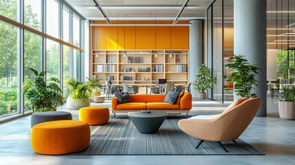 Innovation in a Collaborative Workspace. Digital professional working in a modern office environment concept