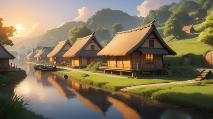 Fototapeta premium house on the river