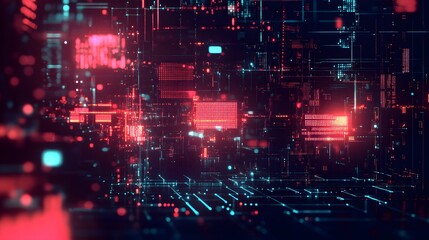 A digital network with automated cybernetic systems visualized through complex circuitry and data flows, representing seamless machine communication