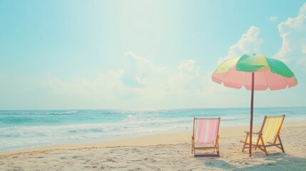 Obraz premium Summer Holiday and Vacation Concept on a Beautiful Beach Generative AI