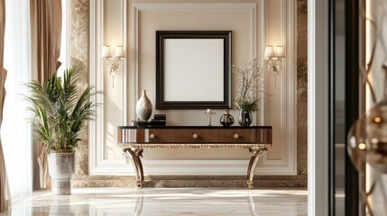 Elegant Console Table with Ornate Details in a Luxurious Interior