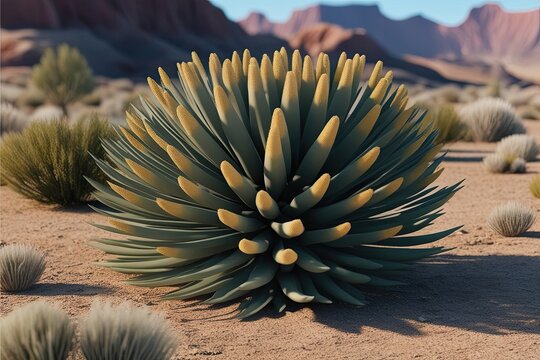 3D Artistic Illustration of Larrea Cuneifolia Capturing Charm of Wilderness and Desert Flora