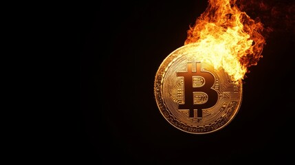 Golden Bitcoin on Fire, Cryptocurrency Concept Generative AI
