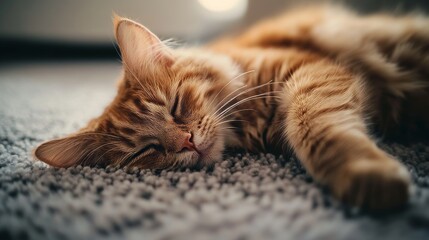 Adorable Fluffy Kitten Lying Relaxed at Home Generative AI