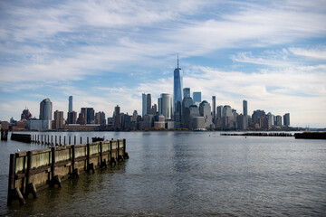 Panorama view of New York city skyline in Midtown Manhattan.