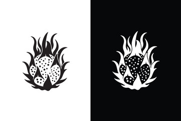 Dragon fruit victor icon with black and white background.