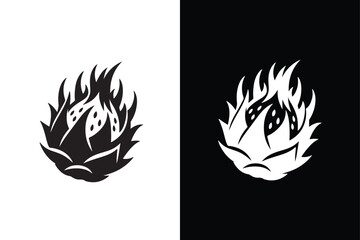 Dragon fruit victor icon with black and white background.