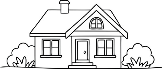 house line art illustration black and white