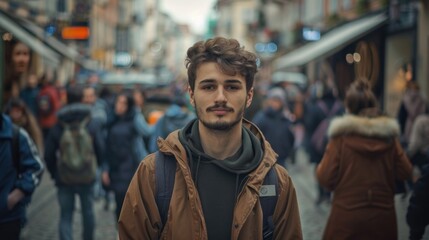 Obraz premium Young Man in a City Street
