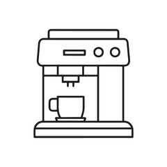 Coffee machine icon. Coffee equipment vector illustration. Icon coffee machine with cup in flat line icon on white background.