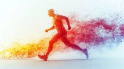 Naklejka premium Abstract Running Silhouette with Colorful Smoke