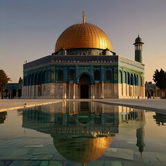 Naklejka premium Artwork of the Dome of the Rock mosque in Jerusalem. 