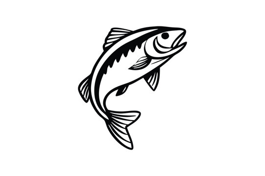 recommend clip art: Bass fish sits icon silhouette vector illustration