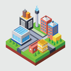 vector isometric buildings and industry illustration vector