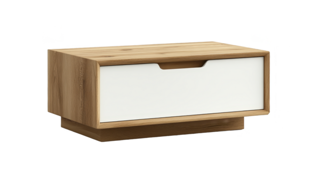 Modern Wooden Nightstand with White Drawer