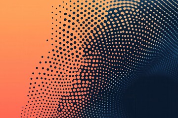 Abstract dotted gradient background with an orange and dark blue color scheme, perfect for modern and futuristic design projects.