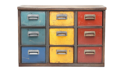 Fototapeta premium Vintage Metal Cabinet with Colorful Drawers