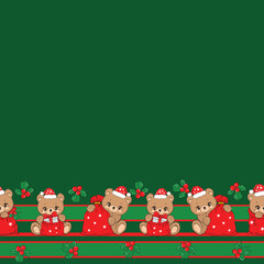 Christmas background Seamless pattern teddy bear new year print design background vector textile for kids fashion