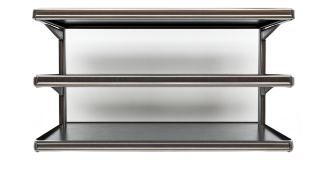 Empty Metal Shelf Unit Isolated on White Background