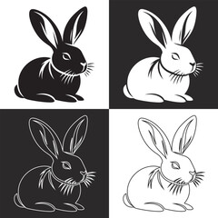 vector white and black rabbit