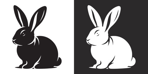 vector white and black rabbit