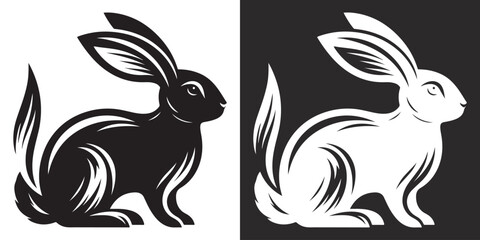 vector white and black rabbit