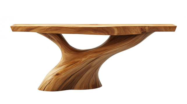 Rustic Wooden Console Table with Unique Tree Trunk Legs