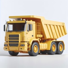 3D Render of Realistic Dump Truck Model isolated on a white background