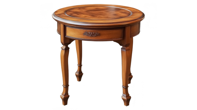 Elegant Wooden End Table with Drawer and Turned Legs