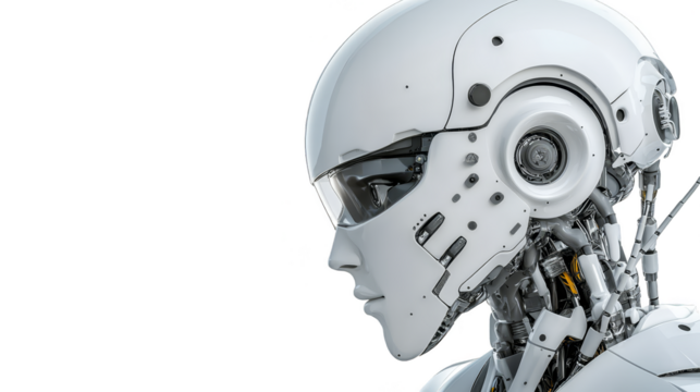 Futuristic Robot Head  Close Up  Artificial Intelligence  AI  Cyborg  Mechanical   Advanced Technology